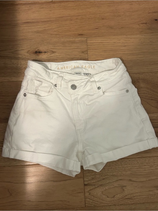American Eagle Outfitters Pants - American Eagle Outfitters White High-Rise Cuffed Denim Shorts